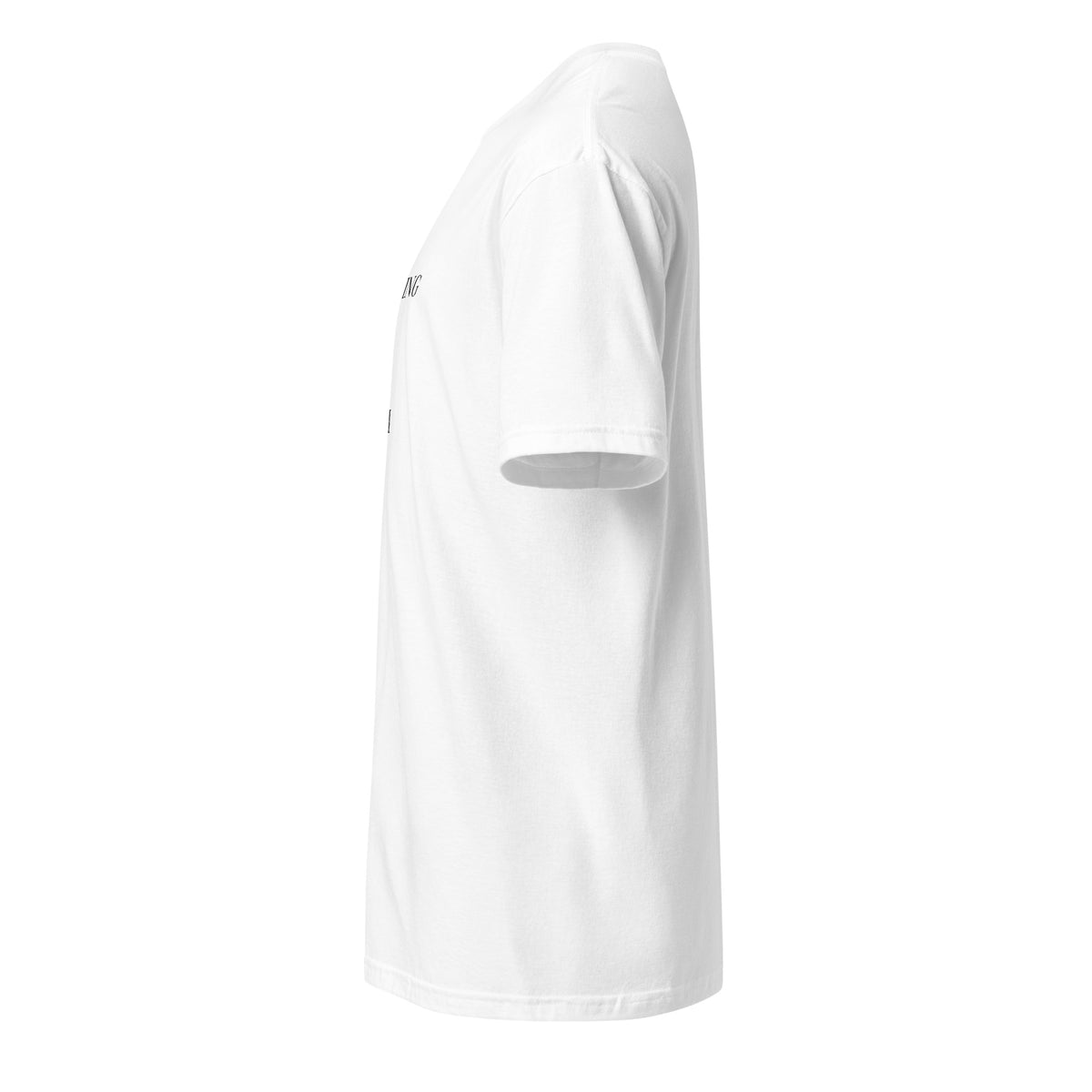 I'M COMING TO THE (fruity) FARM t-shirt in white, left side view